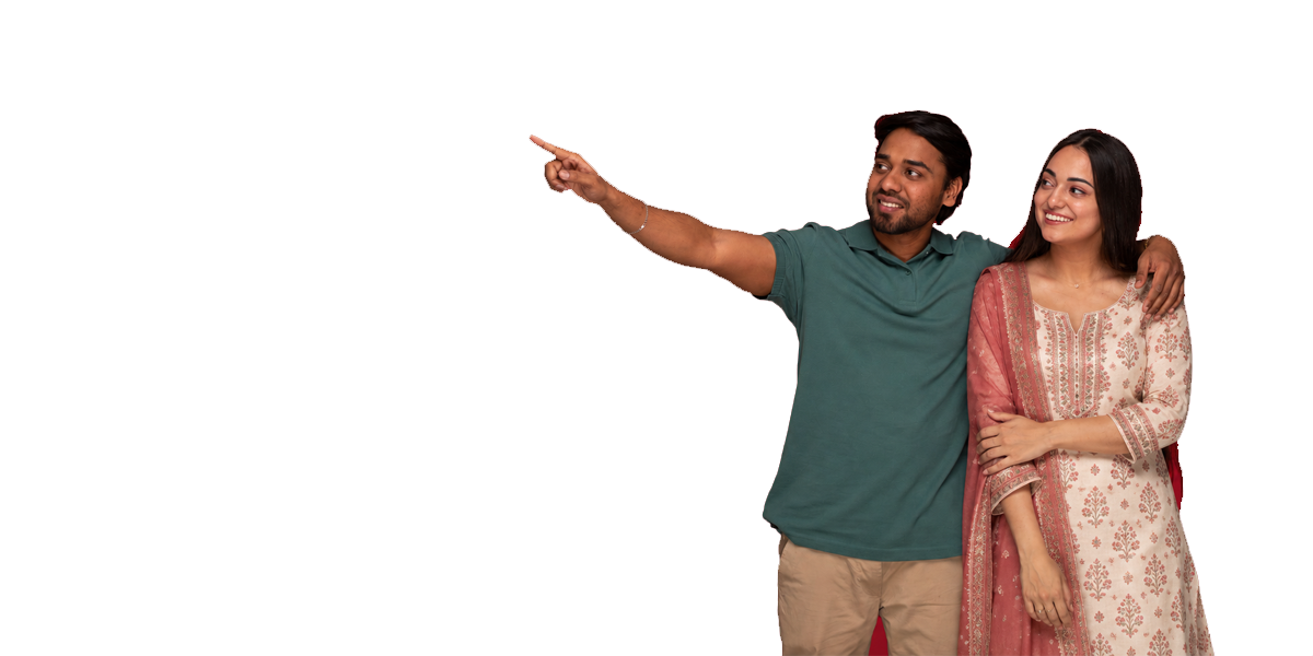 Happy couple planning their home loan